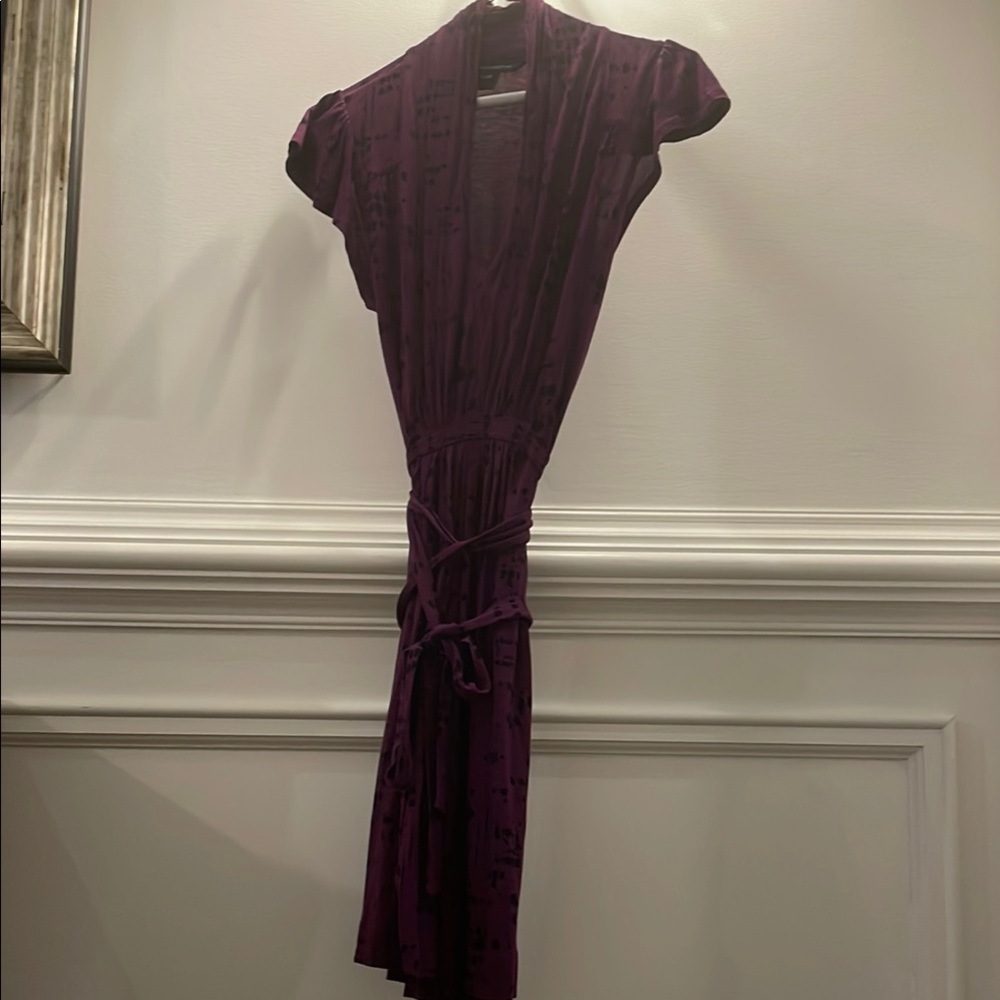 French Connection Purple Sheath Midi Dress with Plunge Neckline